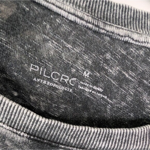 Pilcro Anthropologie Elissa Ruched Shoulder Top M Black Grey 100% Cotton - Picture 5 of 11